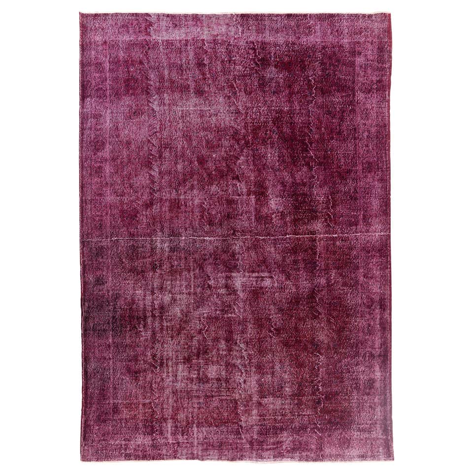 Silky Wool Overdyed Rug in Red For Sale at 1stDibs