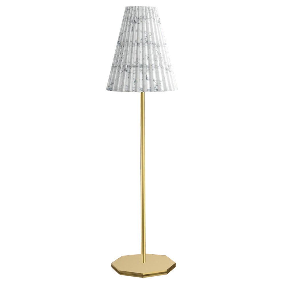 OR7 Pleated Carrara Marble Table Lamp Exclusive Handmade in Italy