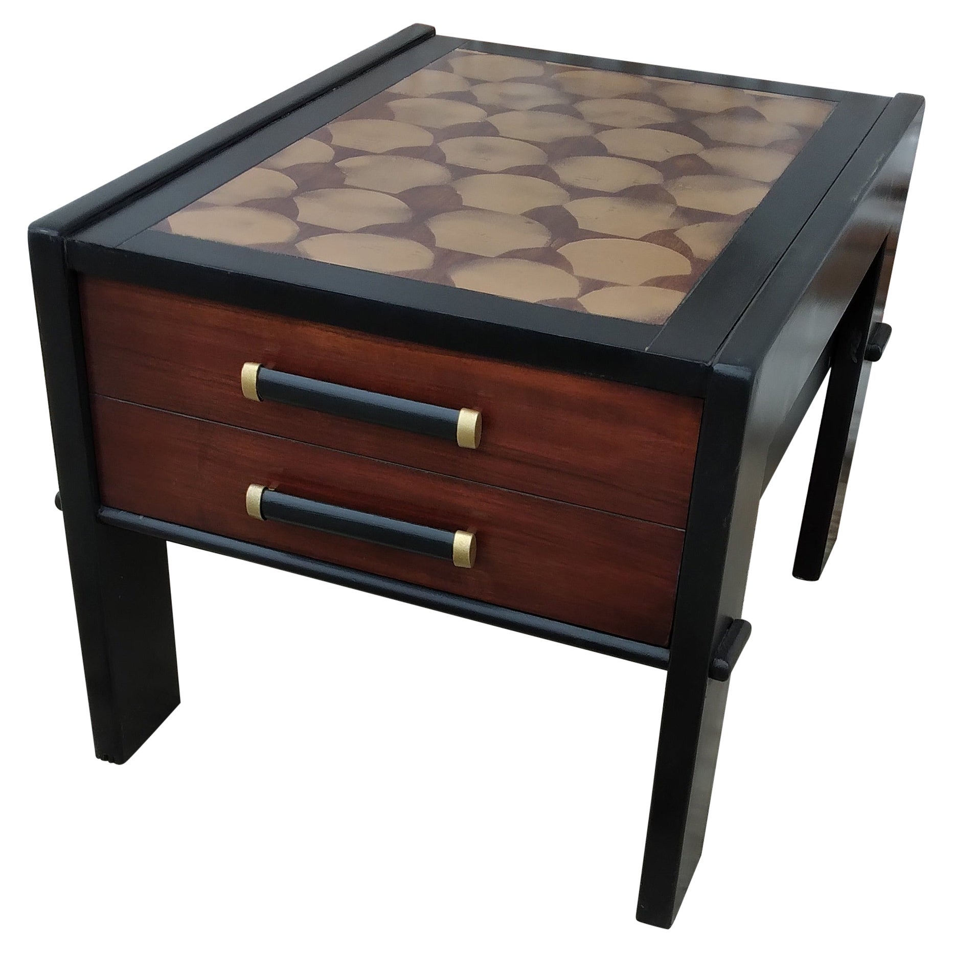 Lane End Table in Black and Gold