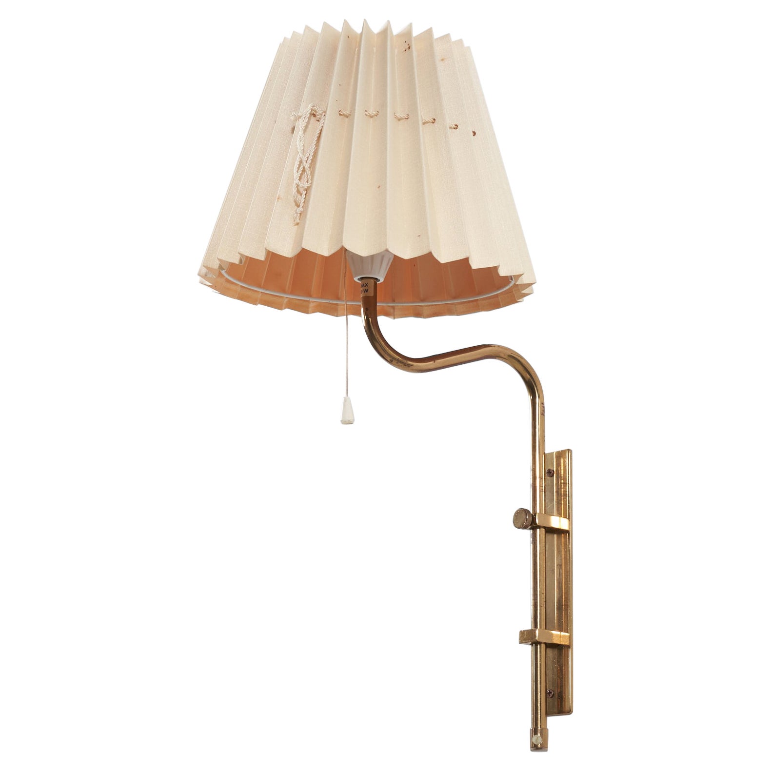 Bergboms, Adjustable Wall Light, Brass, Paper, Sweden, 1970s