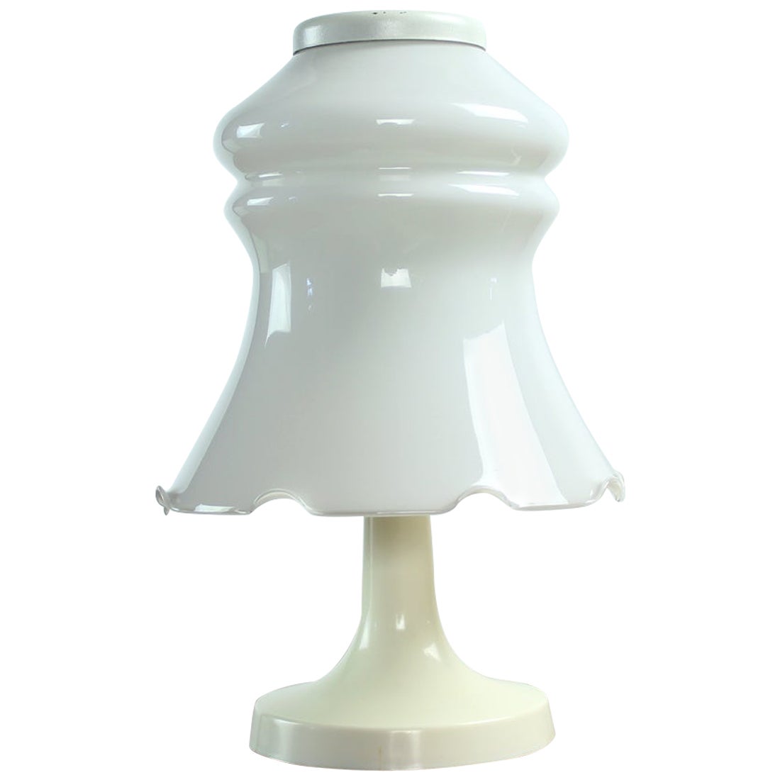 White Opaline Glass Table Light, Opp Jihlava, Czechoslovakia 1960s For Sale