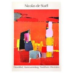 Abstrakte Vintage-Kunst-Ausstellungsplakat, Figur am Strand, Nicolas De Stael, Original