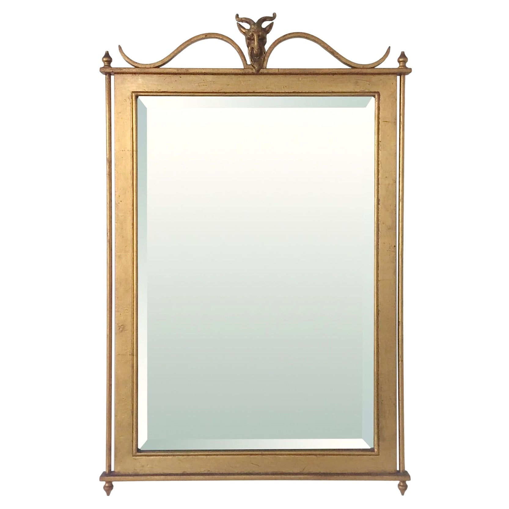 Gilt Metal Wall Mirror, Attributed to Ramsay, France, circa 1940 For Sale