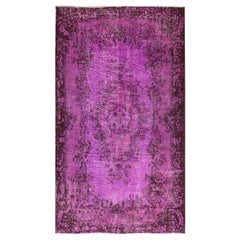 3.8x6.5 ft Vintage Accent Rug Over-Dyed in Purple Color, Hand-Knotted in Turkey