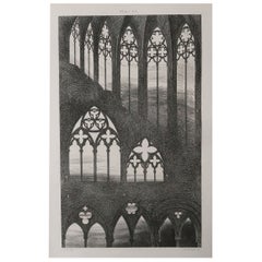 Original Antique Architectural Print by John Ruskin circa 1880