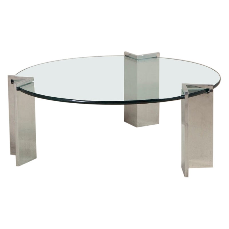 Steel and Glass Leon Rosen for Pace Coffee Table, 1970s