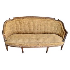 Antique French Louis XVI Period Walnut Hand Carved Canape Sofa en Corbeille