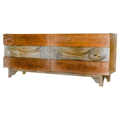 Used Swedish Six-Drawer Walnut Cabinet 1950s