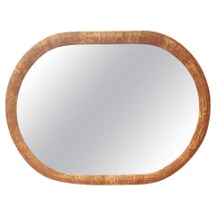 Oval Vintage Wall Mirror with Ash Root Frame, Italy