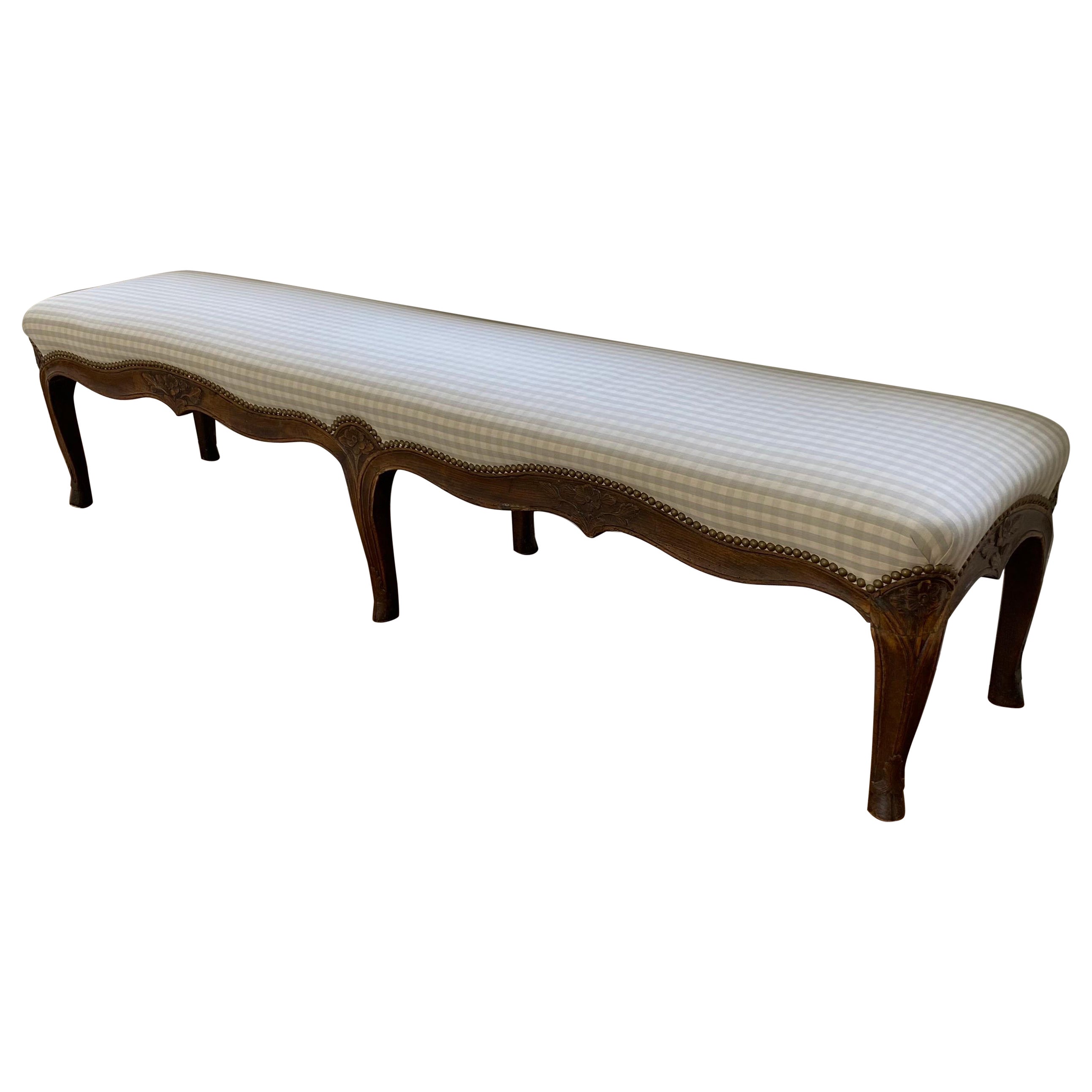 18th Century French Louis XV Upholstered Bench For Sale