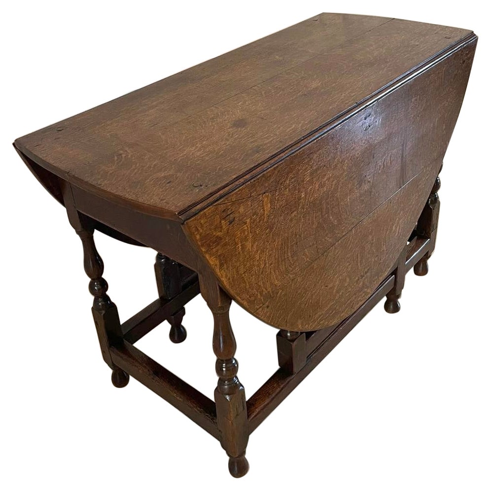 Antique 17th Century Oak Gate Leg Dining Table