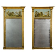 Pair Pier Mirrors with Églomisé Panels