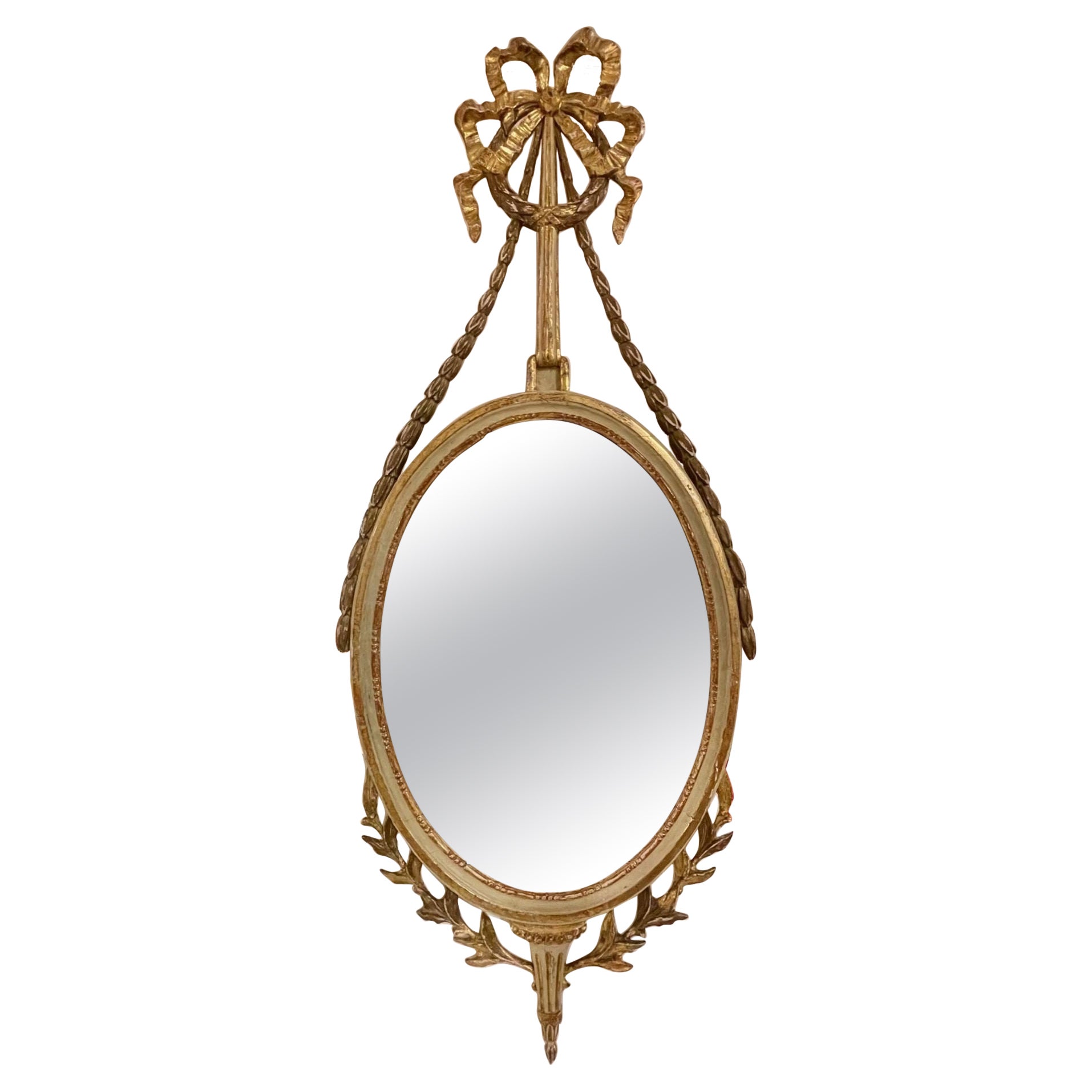 19th Century French Carved and Parcel Gilt Neo Classical Mirror For Sale