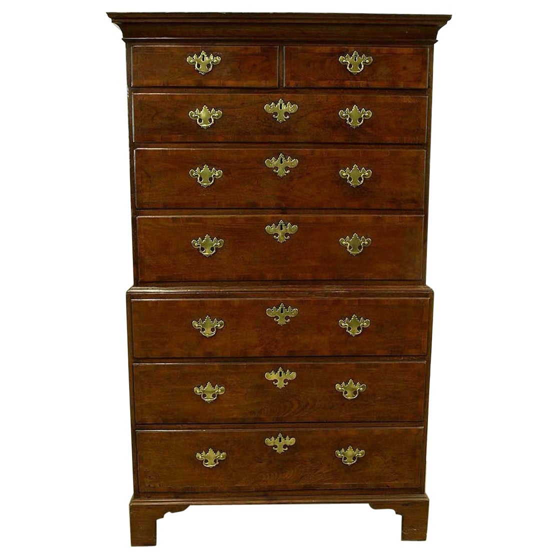 George II Walnut Chest on Chest For Sale