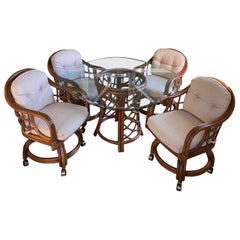 Lane Venture Rattan and Bamboo Dining Table & 4 Chairs