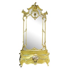 Palatial French Louis XV Gilded Tall Pier Mirror with Umbrella Holder circa 1890