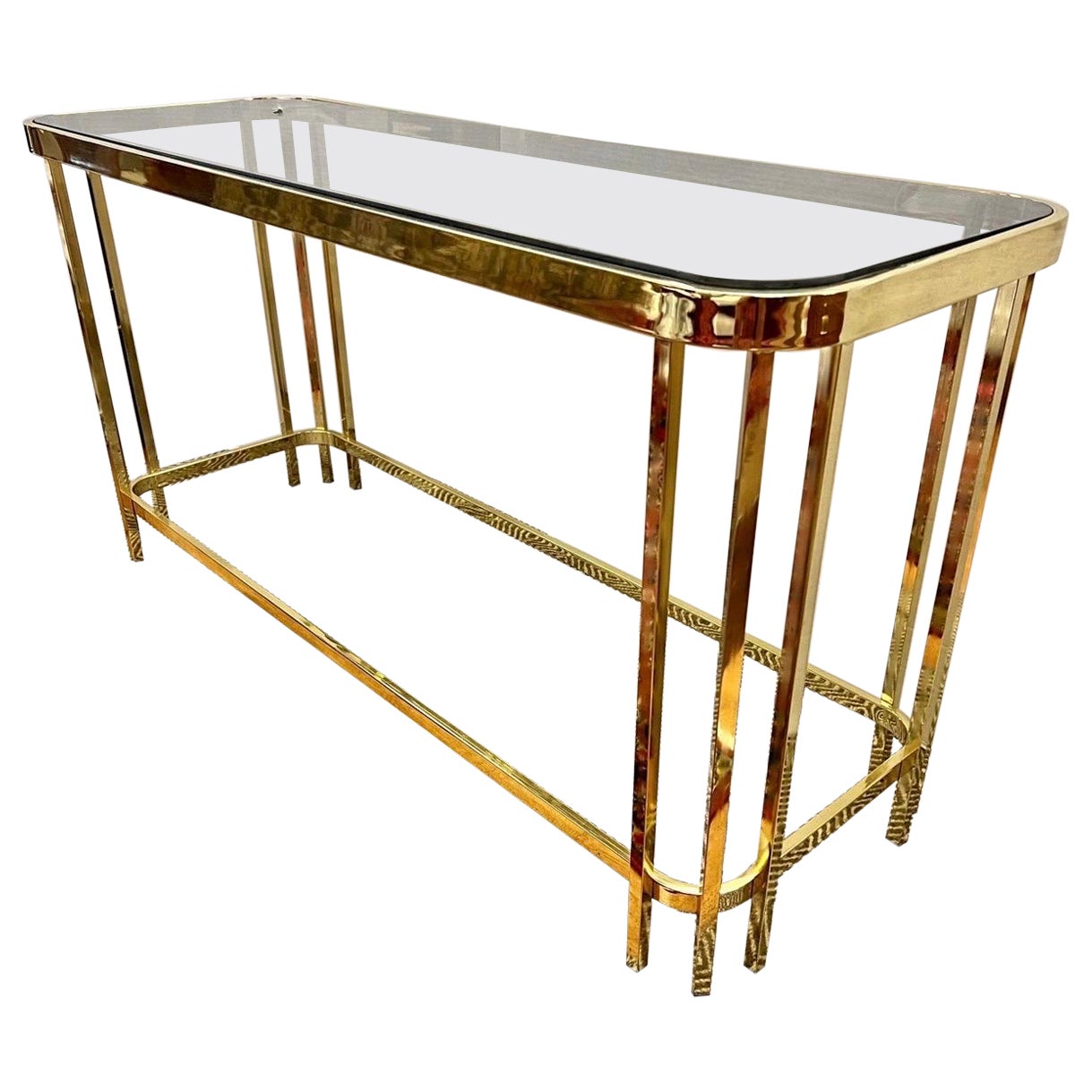 Maison Jansen Brass and Glass Mid Century Modern Period Console Table