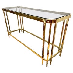 Vintage Maison Jansen Brass and Glass Mid Century Modern Period Console Table