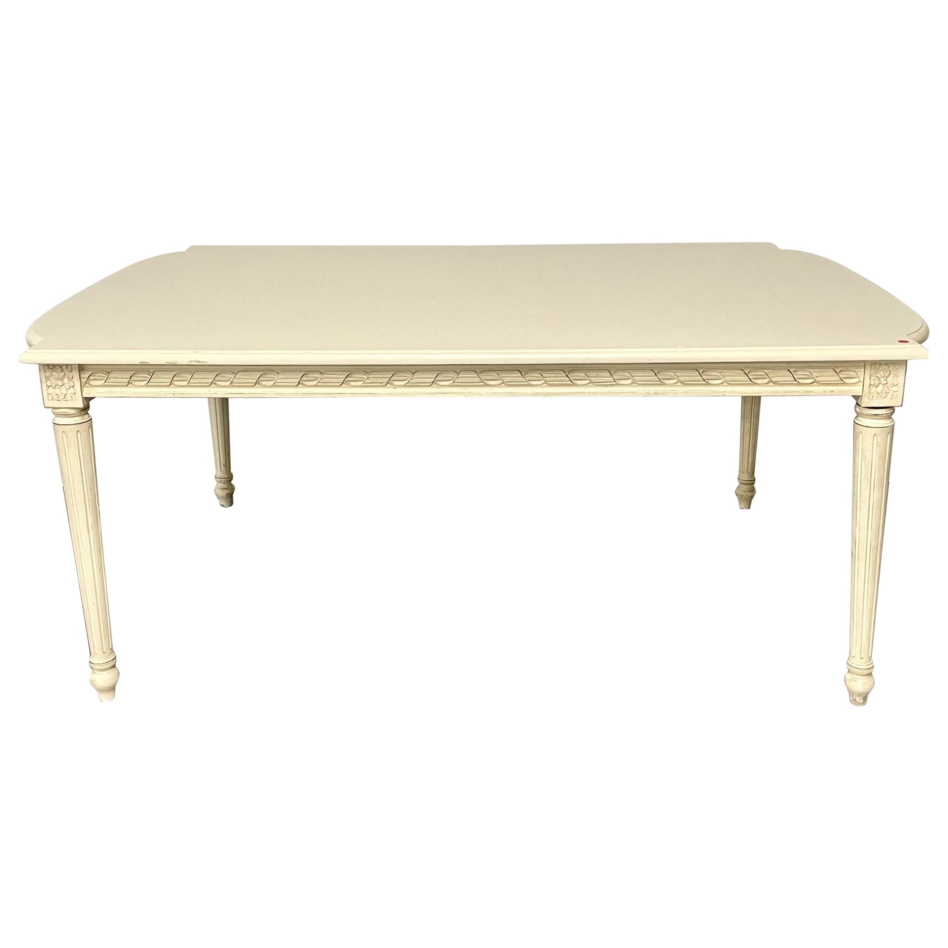 Louis XVI Style White Paint Decorated Dining / Kitchen Table, Gustavian
