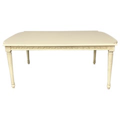Used Louis XVI Style White Paint Decorated Dining / Kitchen Table, Gustavian