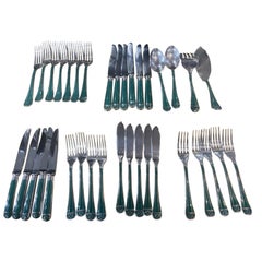 Christofle "Talisman" Part of a Green Lacquer Cutlery Set
