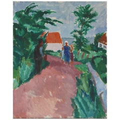 Modernist Oil Painting Post Impressionism by Jais Nielsen, Denmark, 1924