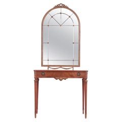 Antique John Widdicomb French Regency Louis XVI Carved Walnut Vanity with Mirror, 1920s