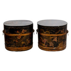 Pair of 19th Century Lacquered Chinese Storage Bins