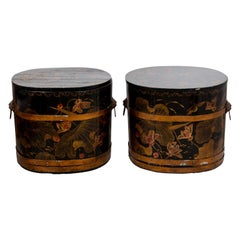 Pair of 19th Century Lacquered Chinese Storage Bins