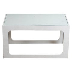 White Lacquered Grass Cloth Coffee Table