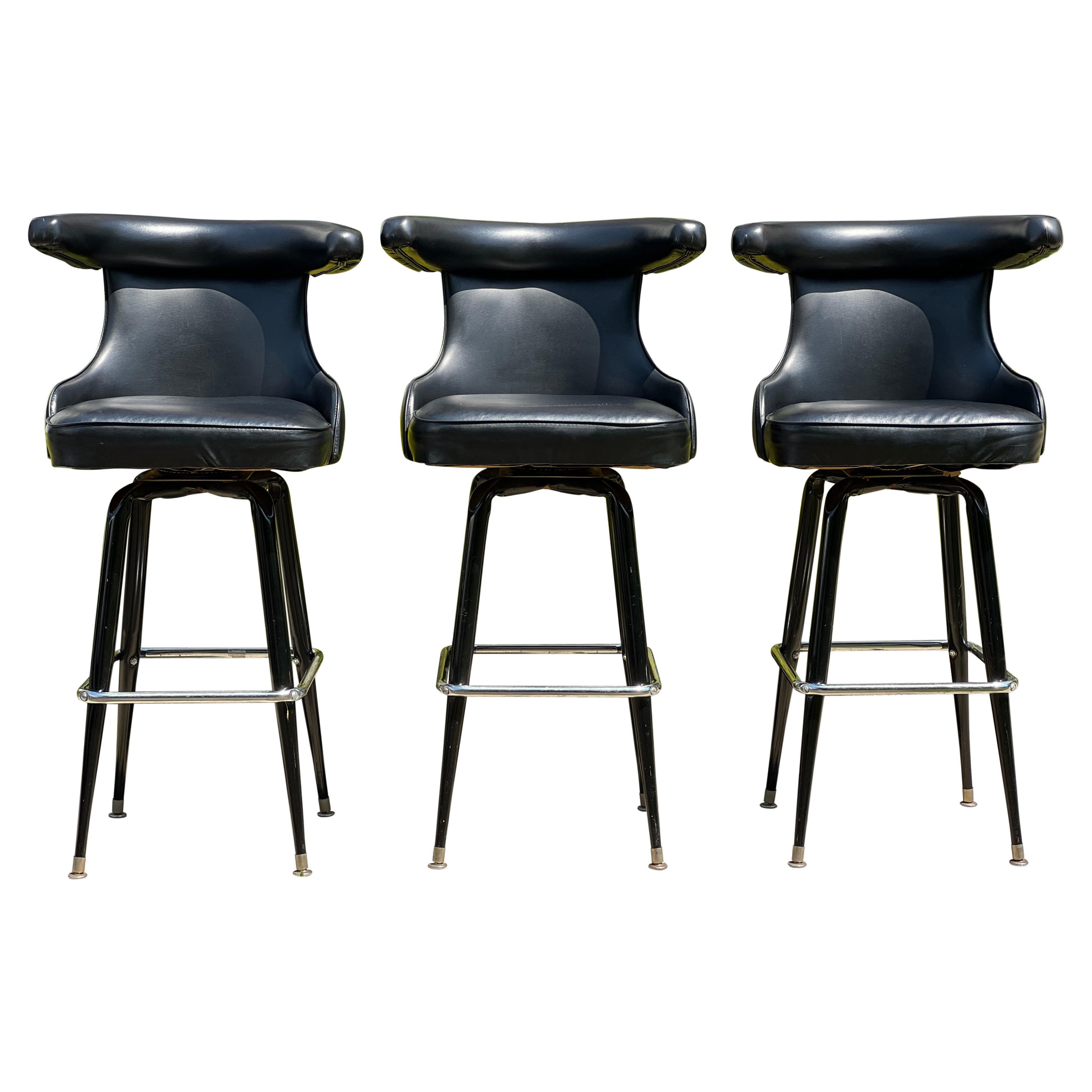 Pair of MidCentury Moderne Swivel Barstools For Sale at 1stDibs