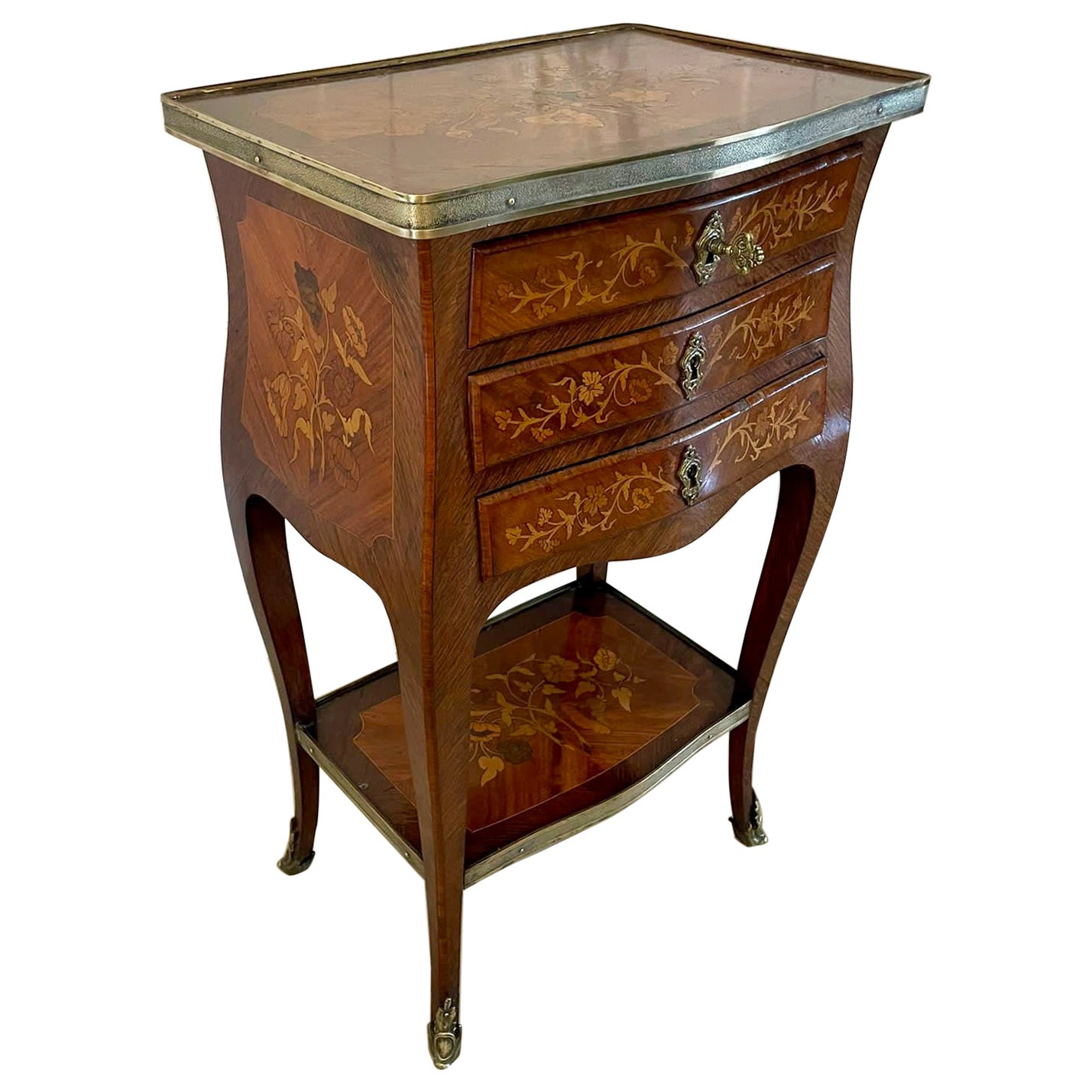 Antique Freestanding Quality Marquetry Inlaid Kingwood Chest of Drawers For Sale