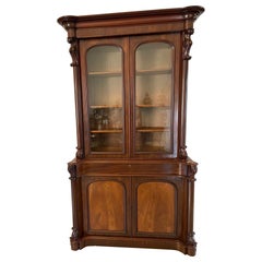 Antique Victorian Quality Figured Mahogany Library Bookcase 