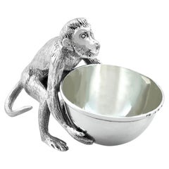 Lawrence Emanuel Antique Sterling Silver Monkey Bowl