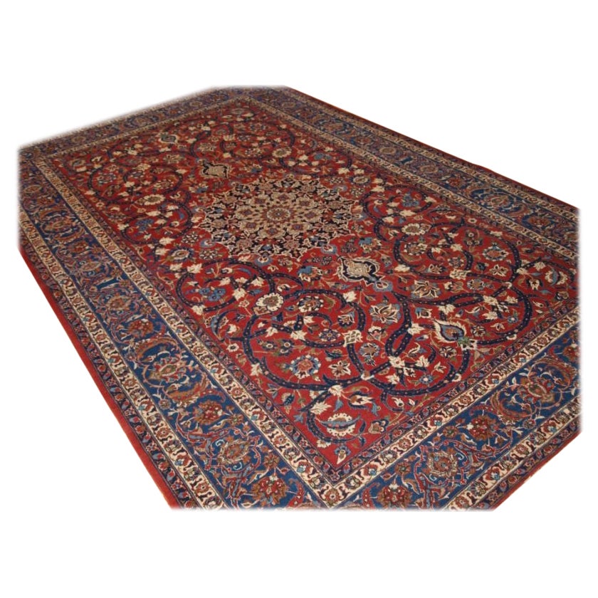 Old Isfahan Carpet, of Superb Classic Design with Outstanding Colours For Sale