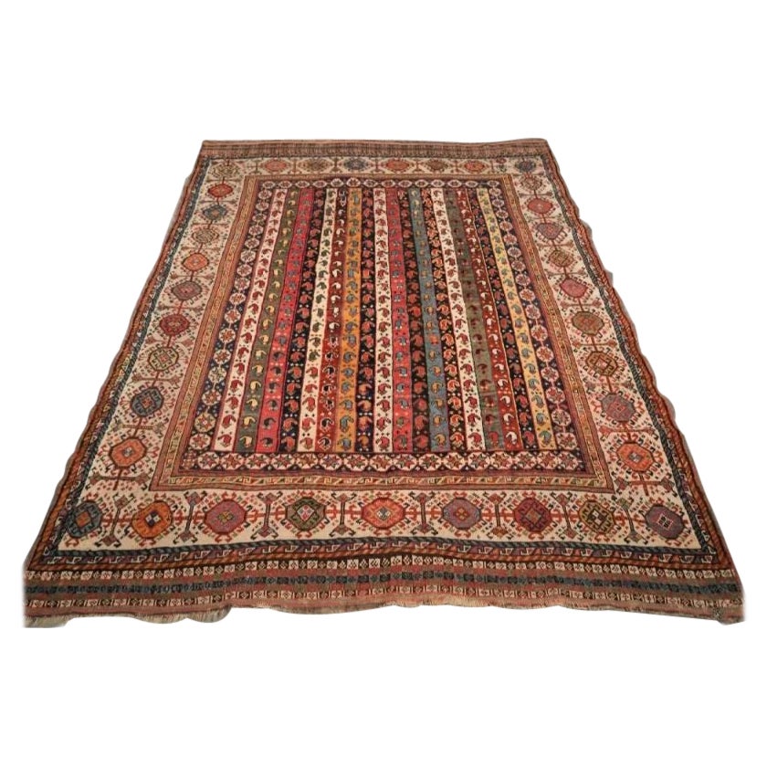 Ancien tapis Shekarlu Qashqai à rayures rares