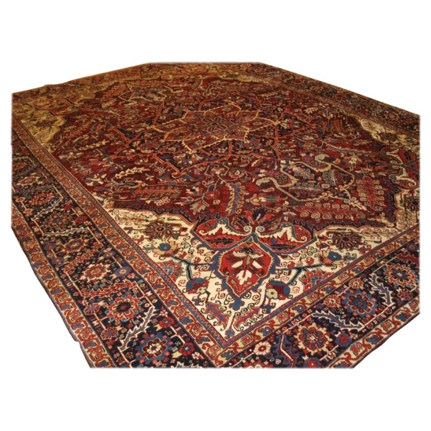 Antique Heriz Carpet, Deep Plumb Red For Sale