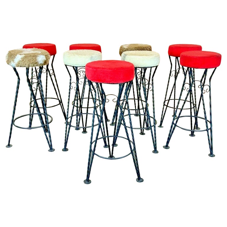Set of 9 50s 60s Bar Stools Bar Stools Brutalist Iron Cast Design 50s