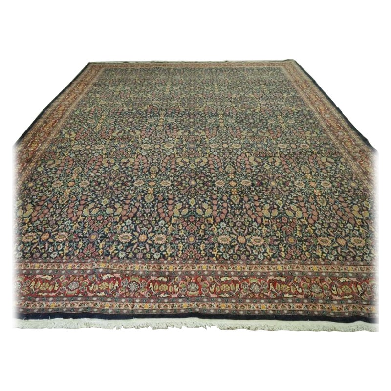 Old Turkish Hereke Carpet with Mille Fleur Design For Sale