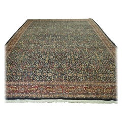 Antigua alfombra turca Hereke con diseño Mille Fleur