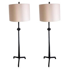 Custom Pair of French Wrought Iron "Star" Floor Lamps