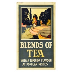 Affiche rétro originale, Blends Of Tea With A Superior Flavour The Retreat, Théière