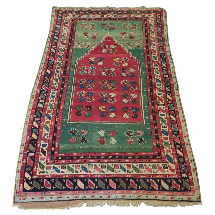 Antique Turkish Kirsehir Prayer Rug, Superb Colour, 2nd Half 19th Century For Sale