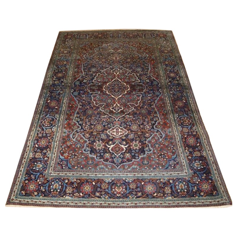 Antique Kork Kashan Rug with Fine Weave and Soft Wool For Sale