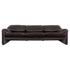 Maralunga 3-Seat Sofa by Vico Magistretti for Cassina in Purple Striped Fabric