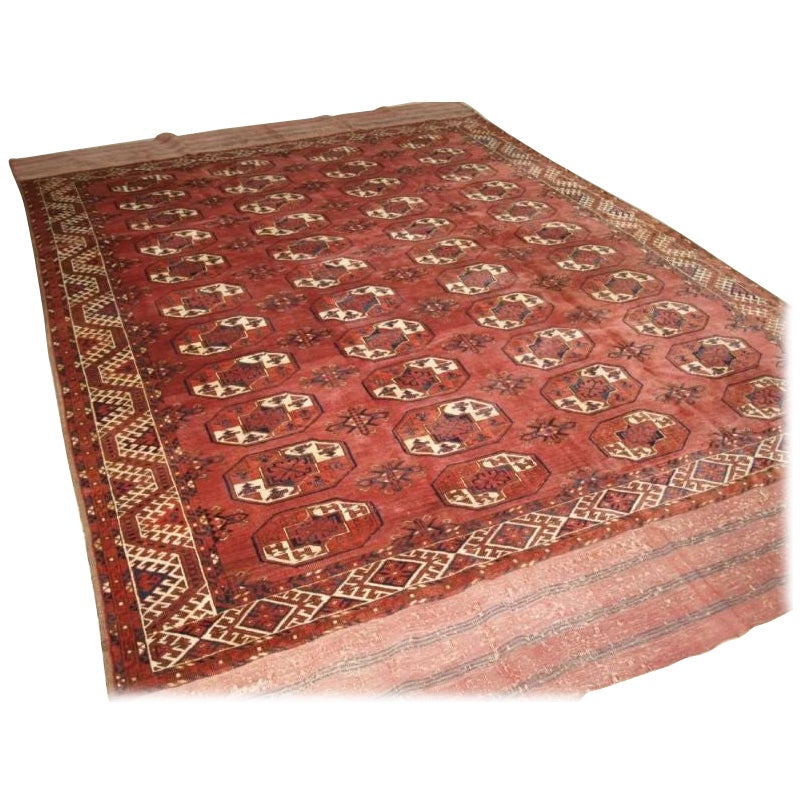 Red Antique Kizyl Ayak Ersari Turkmen Main Carpet 345 x 238cm For Sale
