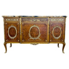 Antique Francios Linke Louis XV Style French Commode / Sideboard, Satinwood, Bronze