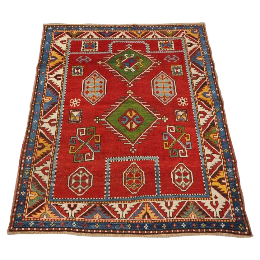 Antique Caucasian Fachralo Kazak Prayer Rug