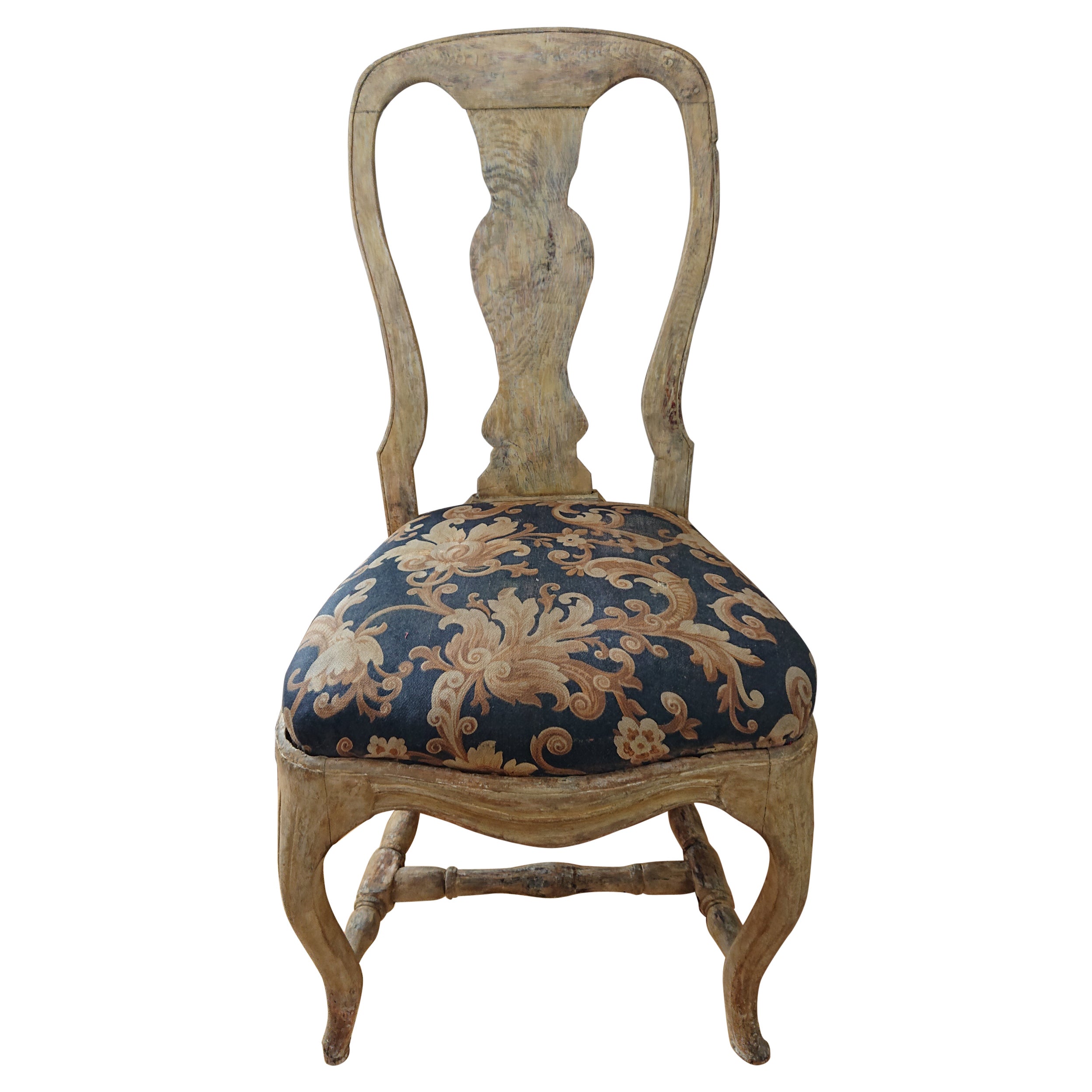 18th Century Antique Swedish Rococo Side Chair Marked HGK Royal Provenance For Sale