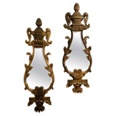 Pair of Giltwood Mirrors, Wall, Console or Pier Mirrors, Italian, 1960s